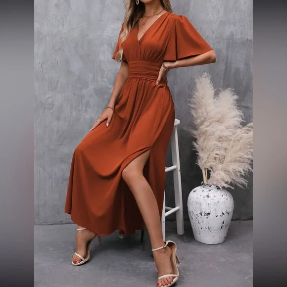 Boho butterfly sleeve slit thigh maxi dress - Picture 2 of 16